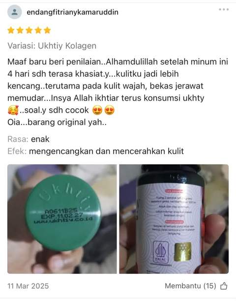 Review Shopee Ukhtiy Kolagen dengan bukti keaslian produk