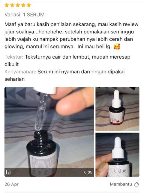 Review Shopee Ukhtiy Serum wajah cerah glowing