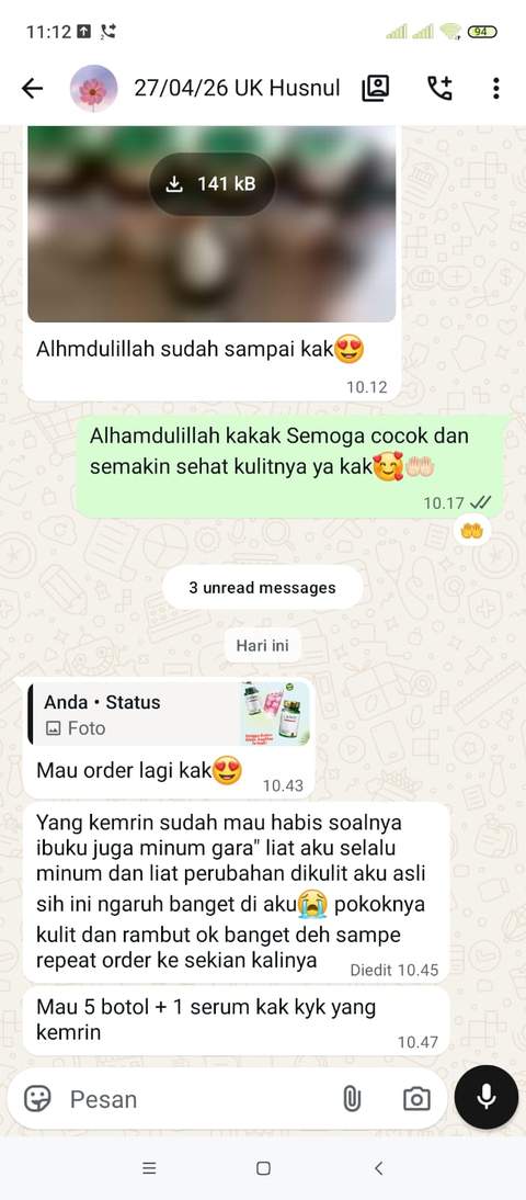 Testimoni WhatsApp UK Husnul pengguna Ukhtiy