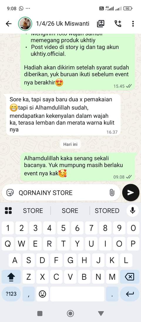 Testimoni WhatsApp Uk Miswanti pemakaian 2x